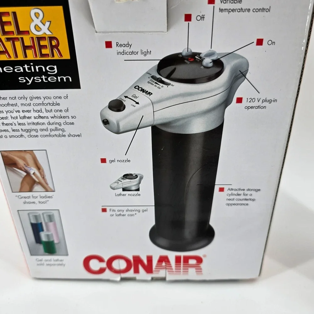 Conair Gel & Lather Heating System Mens Shaving Warmer HGL1 Black Silver